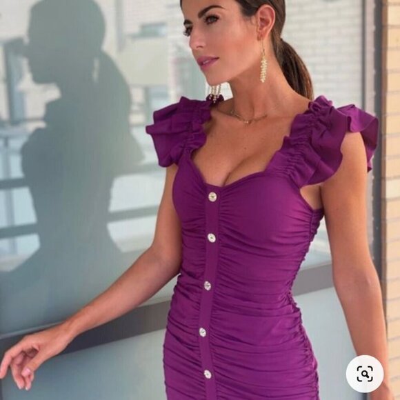 Zara Dresses & Skirts - Zara Purple Ruched Ruffle Mini Dress -Sizes S,M NEW WITH TAG!